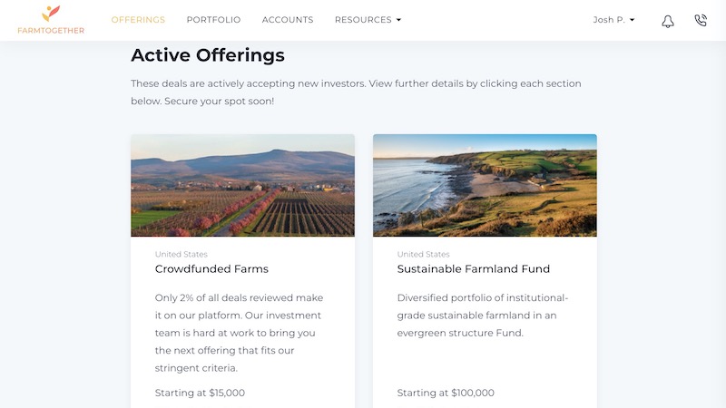 FarmTogether available offerings