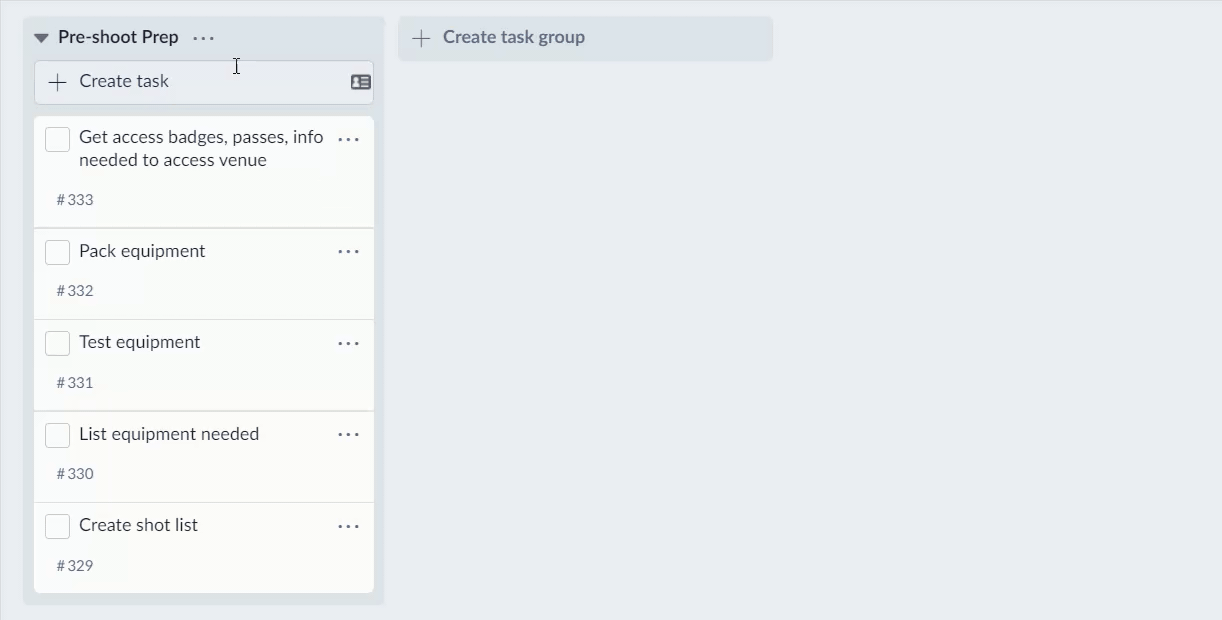 Screenshot Create a Task Group Template in Plutio
