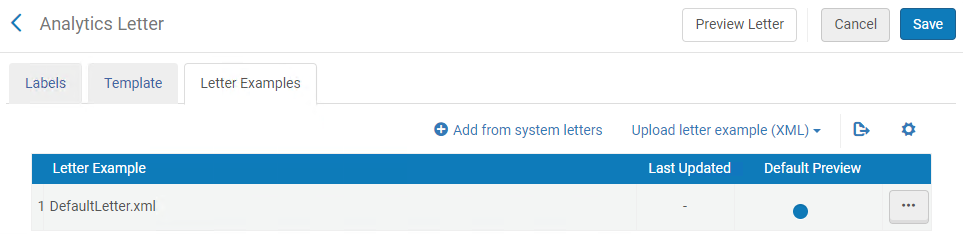 Screenshot of an example letter