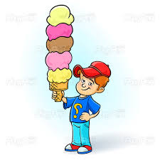 Kid eating big ice-cream - Vector Illustration • PixyPen