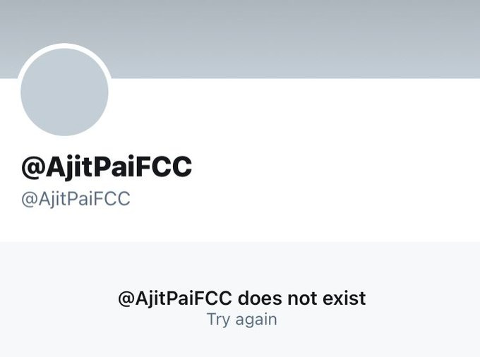 the Twitter account @ajitpaiFCC does not exist