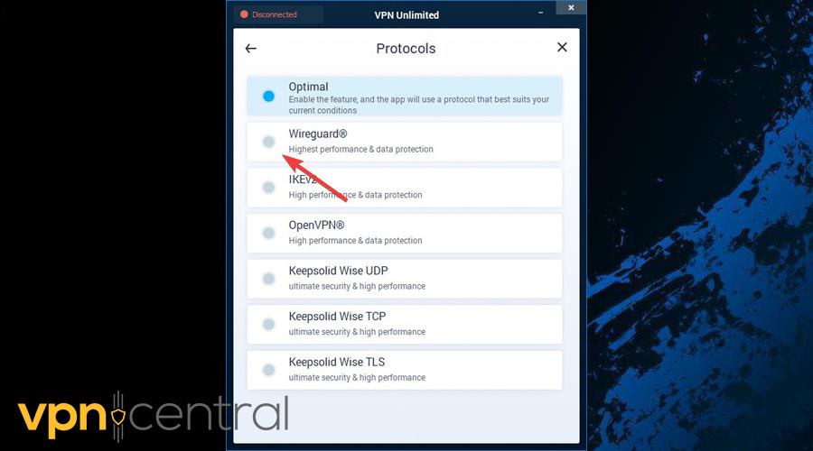 VPN Unlimited protocol options