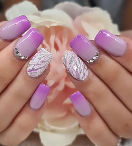 Crystal Lavender Ombre Nail Designs