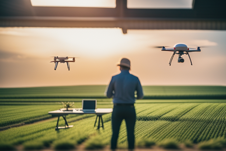 A farmer analyzing data collected by a drone