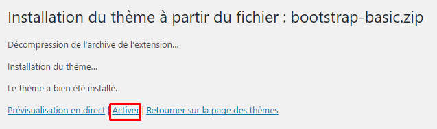 activer theme wordpress