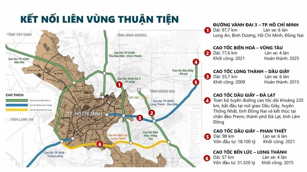 Kết nối liên vùng thuận tiện của vị trí dự án Izumi City