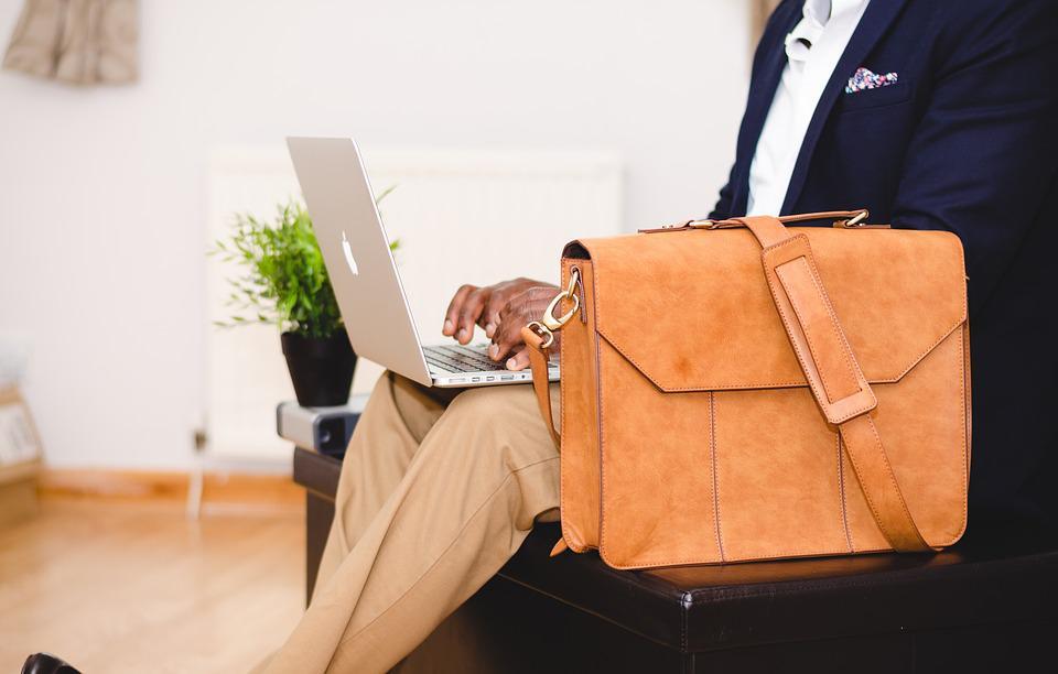 Businessman, Laptop, Bag, Chair, Computer, Indoors