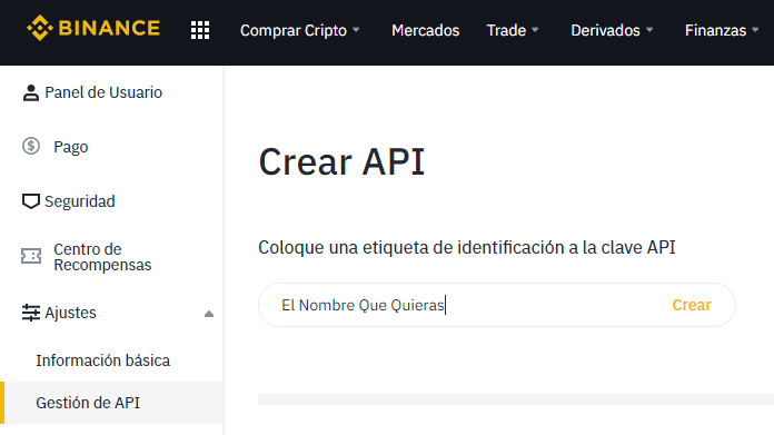 Bitsgap crear api