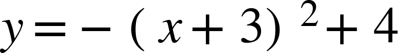 y equals negative open parentheses x plus 3 close parentheses squared plus 4 y equals negative open parentheses x plus 3 close parentheses squared plus 4