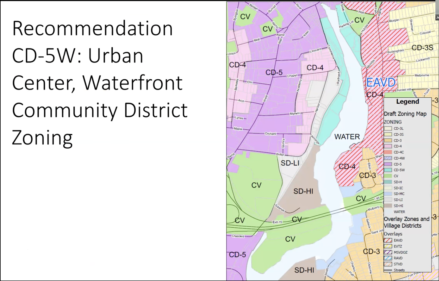 A map of the zoning along the waterfront in Norwalk