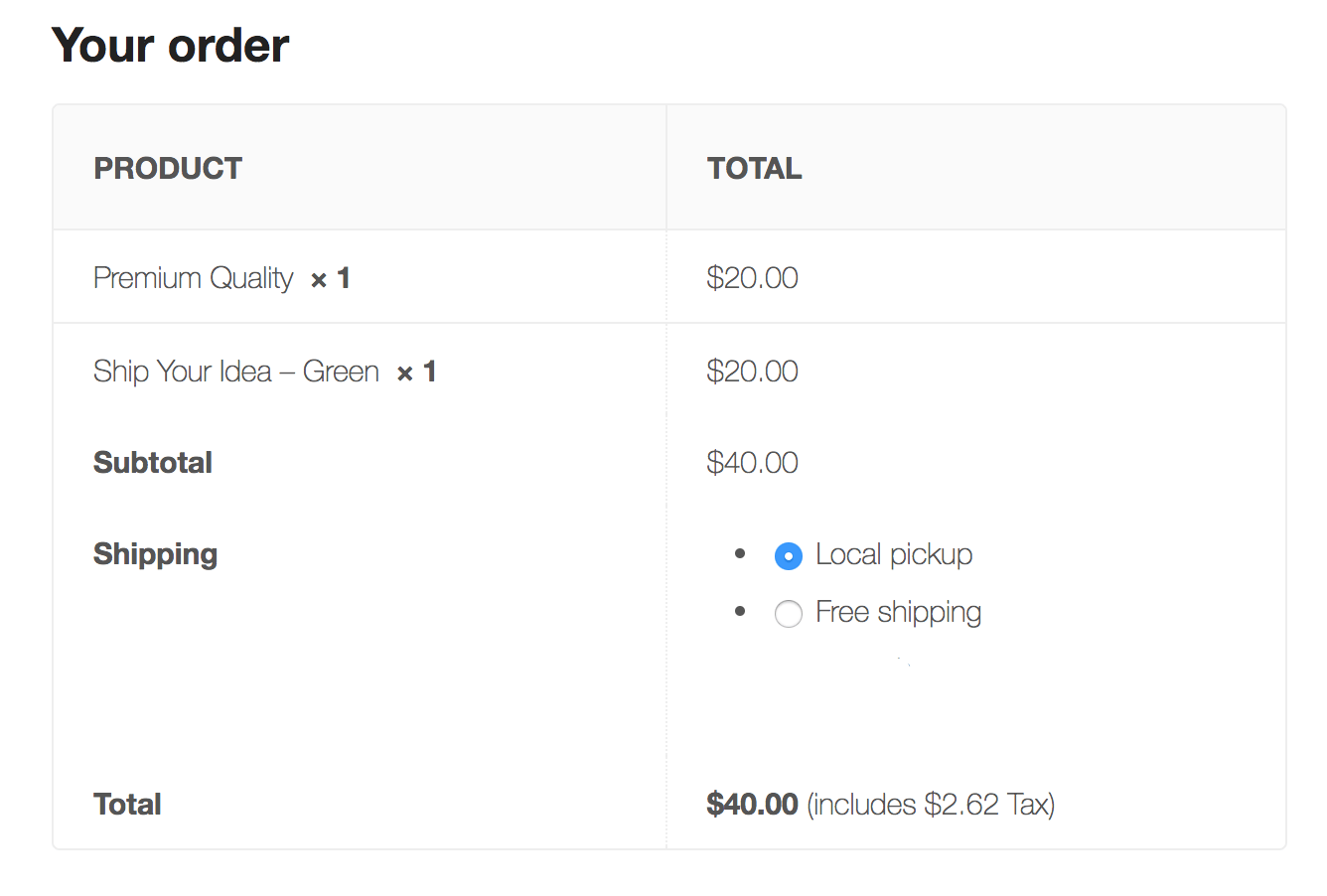 control the shipping method selected by default