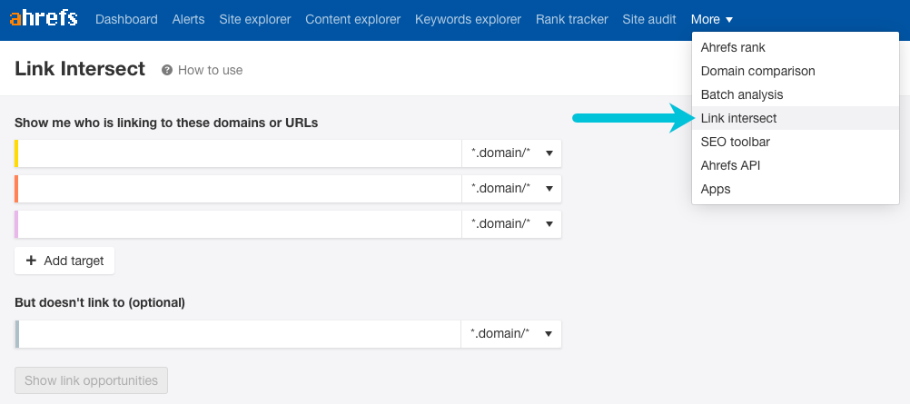 ahrefs link intersect