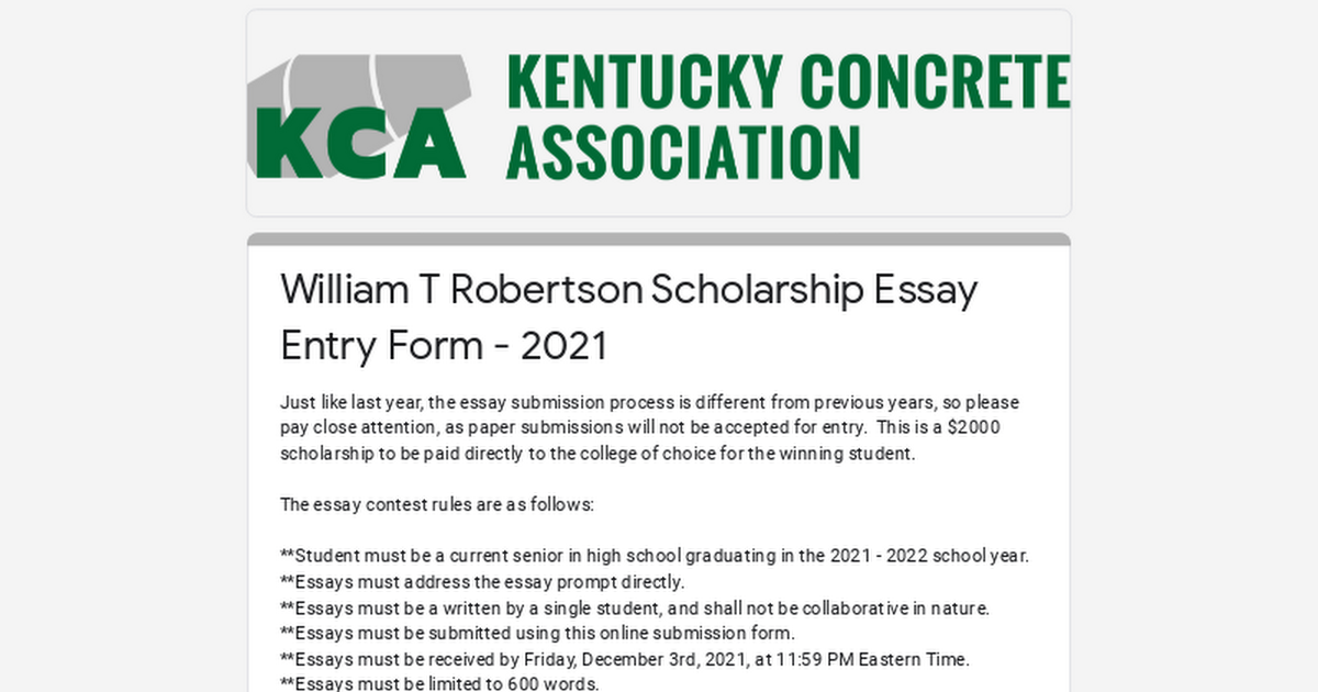 robertson scholarship essay