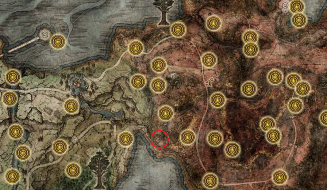 A screenshot showing Fort Gael's locations in Elden Ring