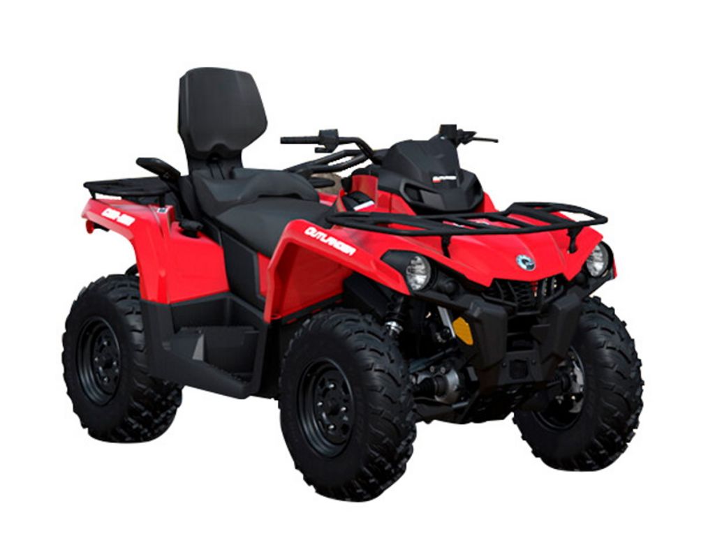 Black and red Can-Am Outlander Max 1-seater - the ideal all-terrain vehicle for solo off-road explorations with style.