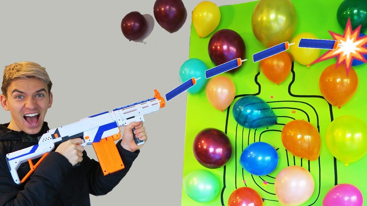 Nerf Gun Balloon Trick Shots! (Guava Juice Nerf Style) - YouTube