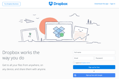 Dropbox call to action button