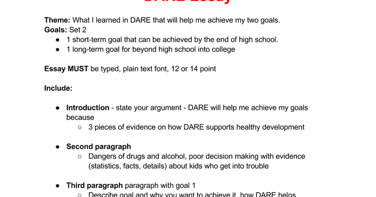 how to write a good dare essay