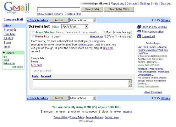 Gmail in 2004