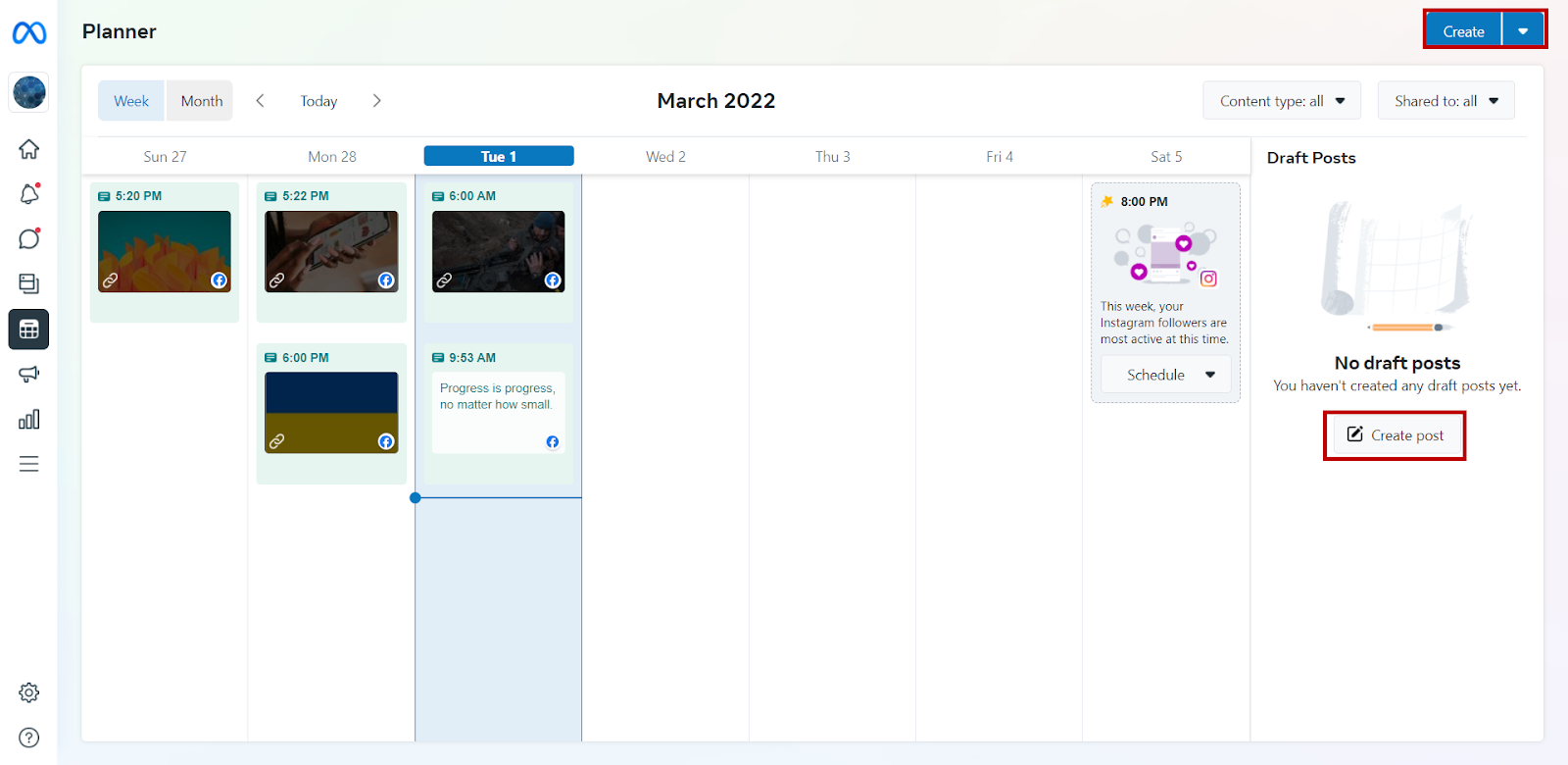 You can schedule your Facebook posts on the calendar.