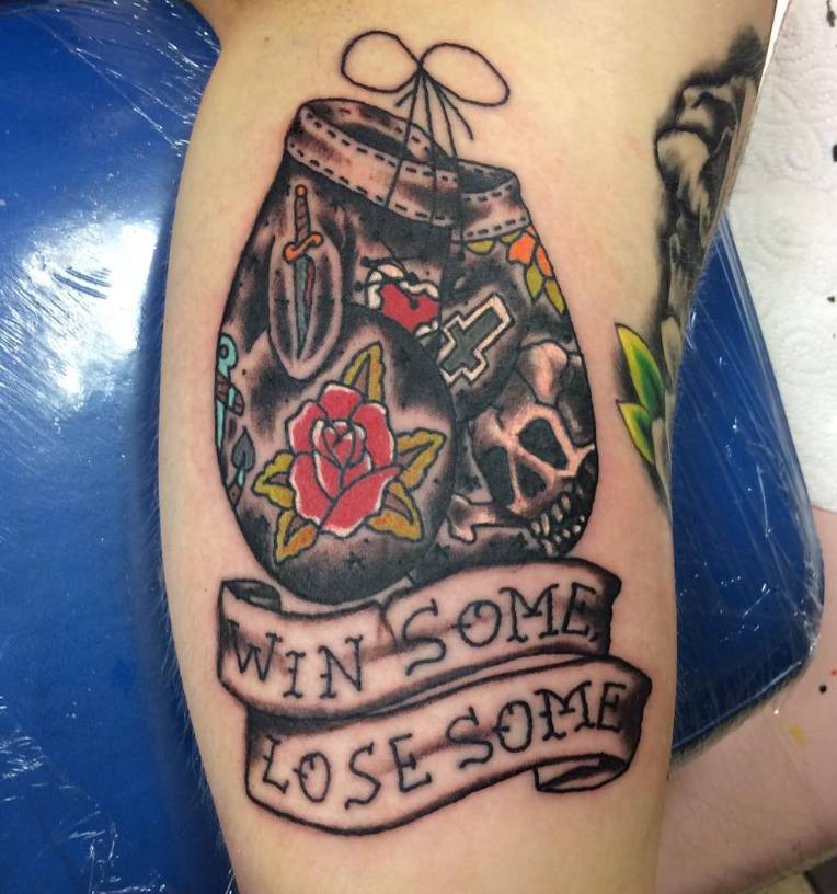 Attractive Boxing Gloves Tattoo