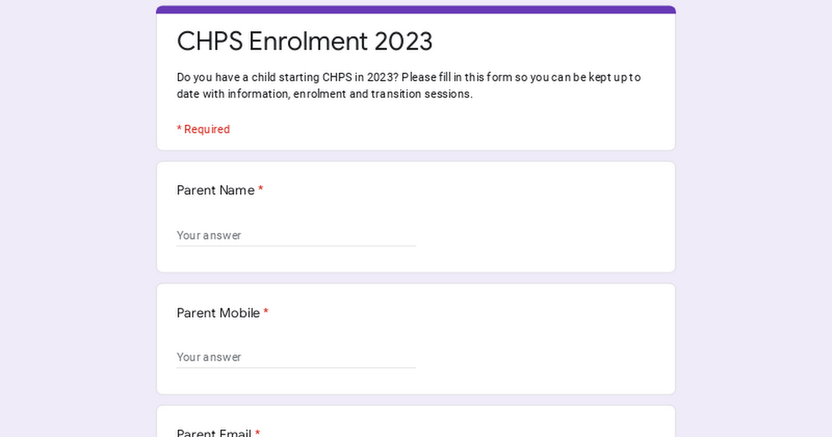 CHPS Enrolment 2023