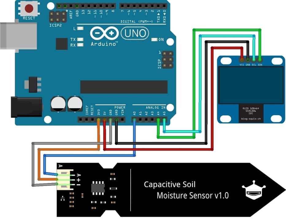 Capacitive Soil Moisture Sensor Arduino OLED