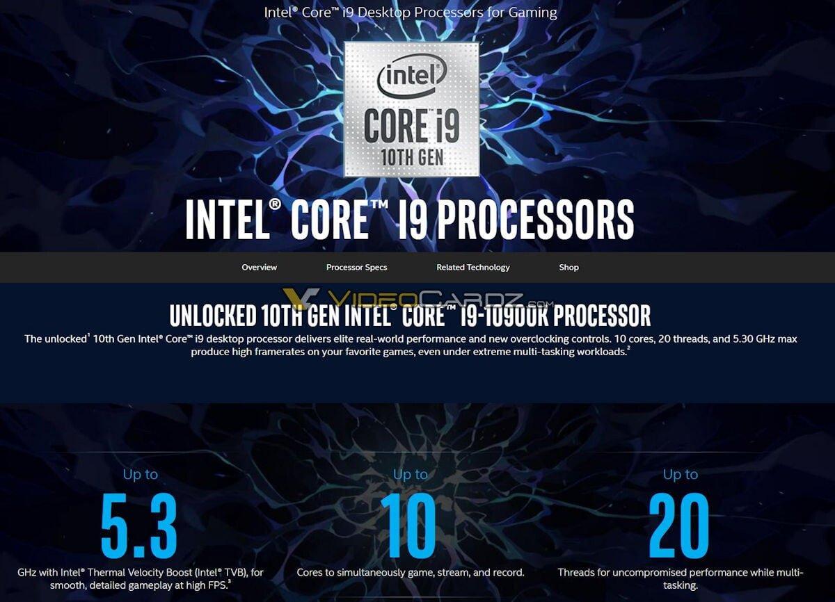 Lá» cáº¥u hÃ¬nh cÃ¡c vi xá»­ lÃ½ Intel Core tháº¿ há» thá»© 10, i9-10900K 10 ...
