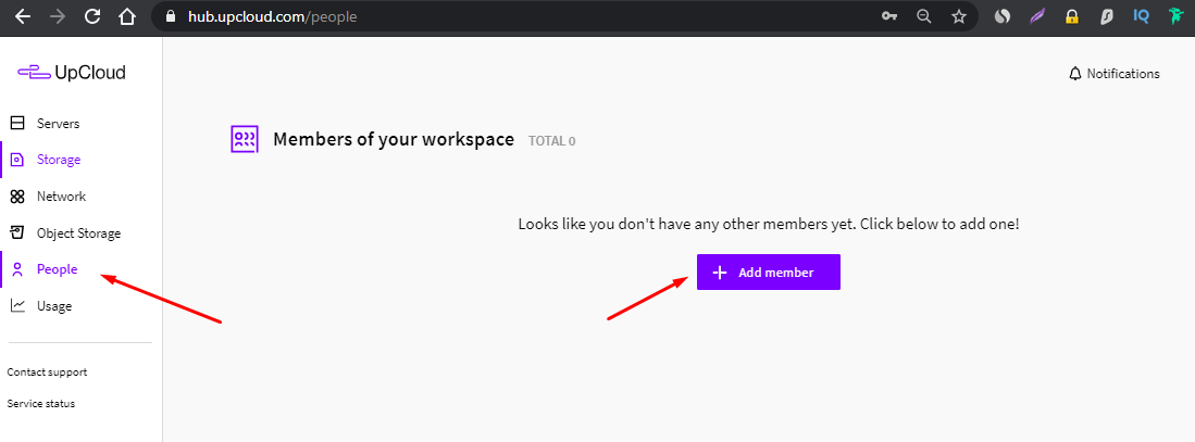 Add Members in Upcloud Workspace