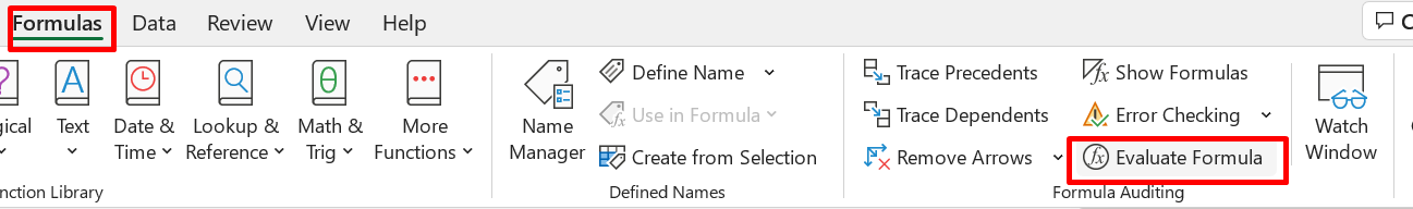 Evaluate Formula in Excel