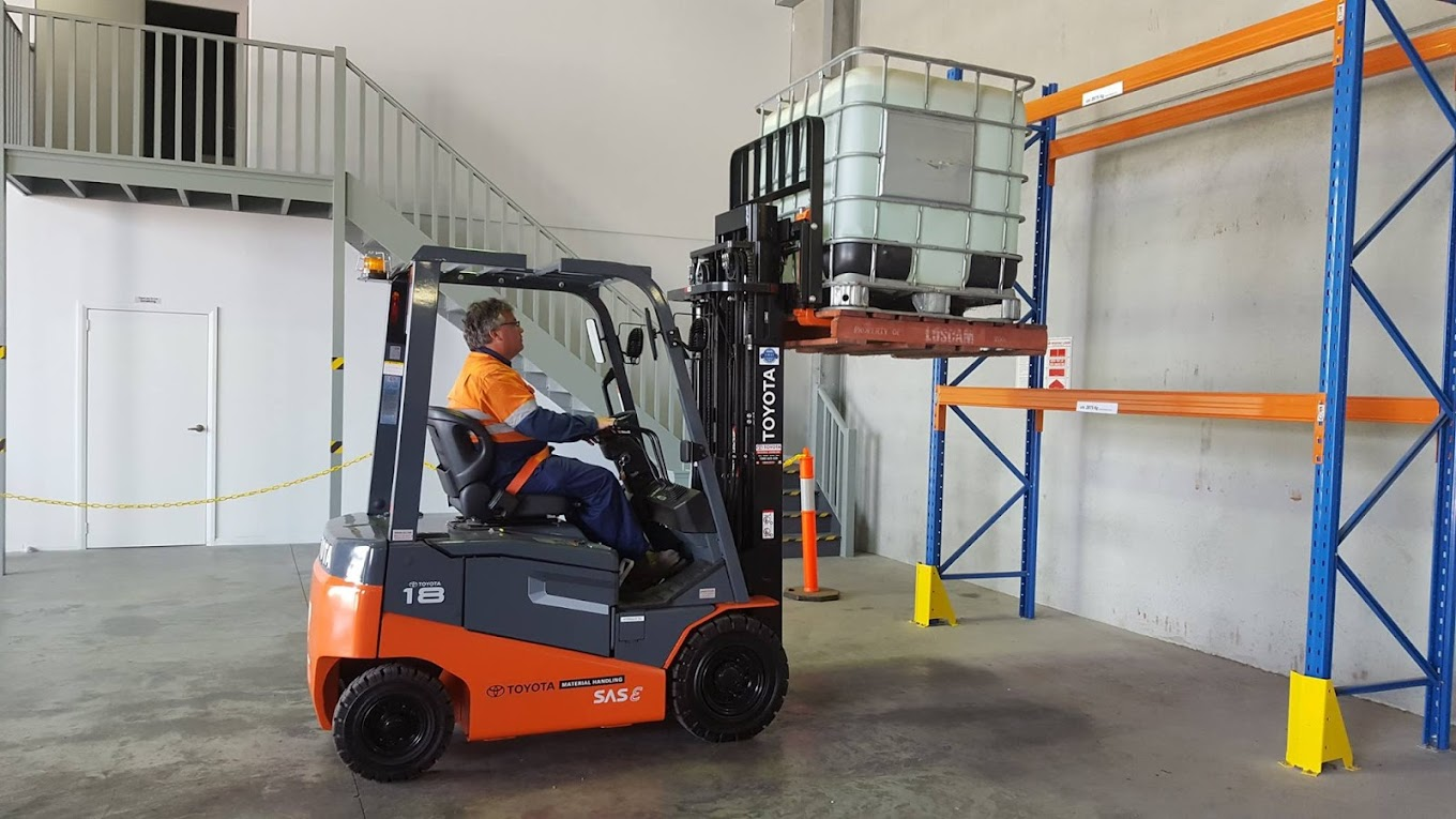 man operating a forklift
