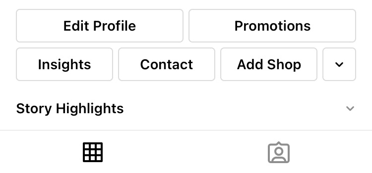 'insights' button in an instagram business account 