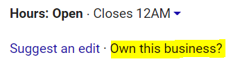 Example of the link to claim a business that has already been set up on Google My Business