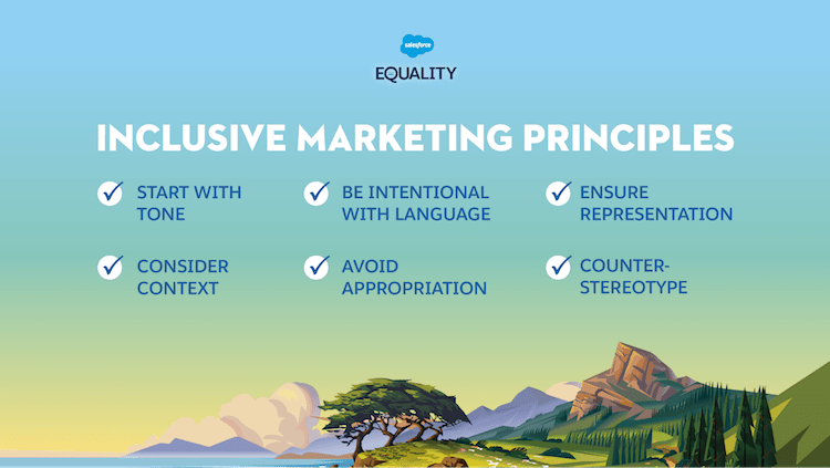 Screenshot of Salesforce's inclusive content marketing principles