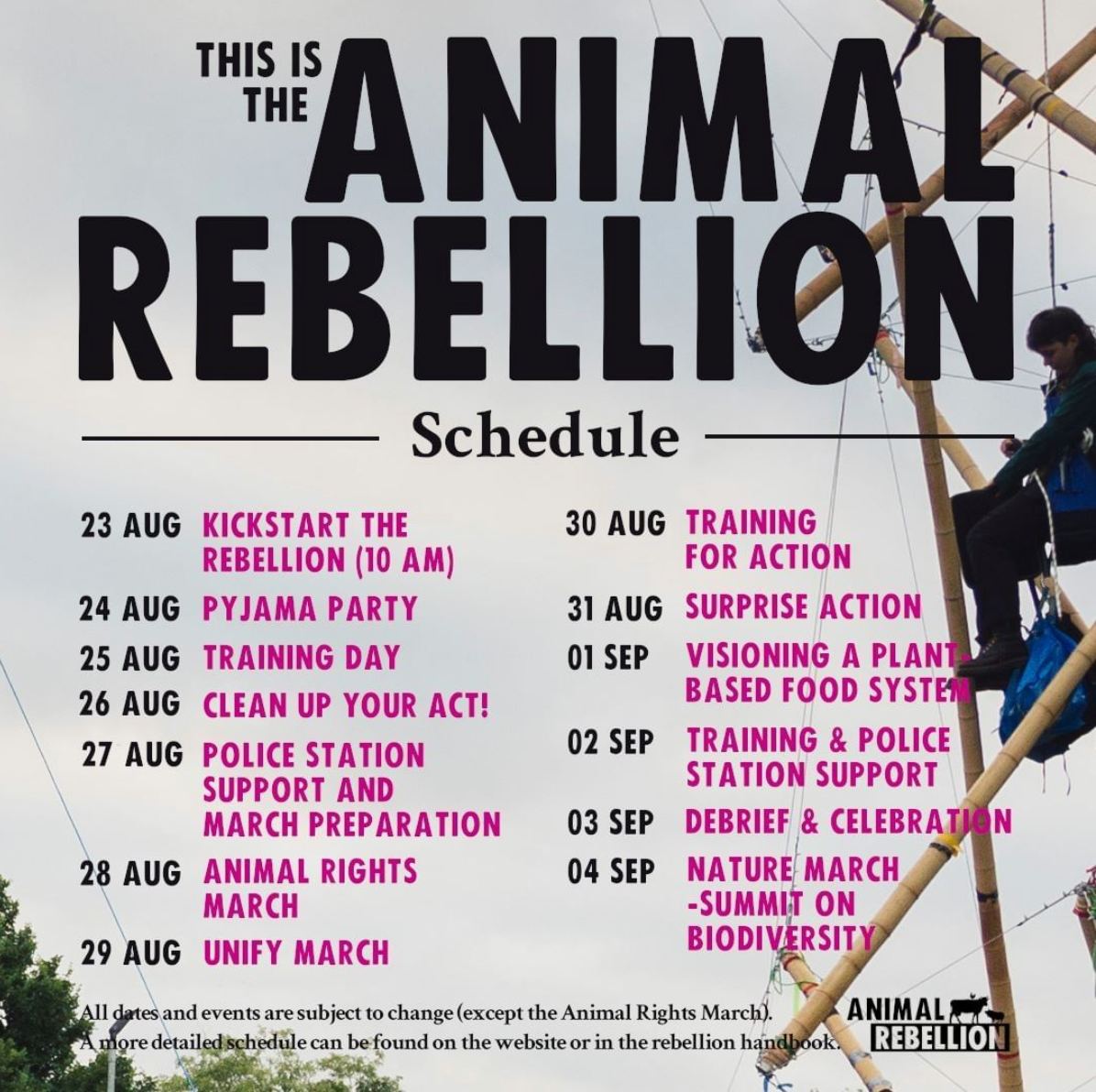 Animal Rebellion schedule for the Rebellion