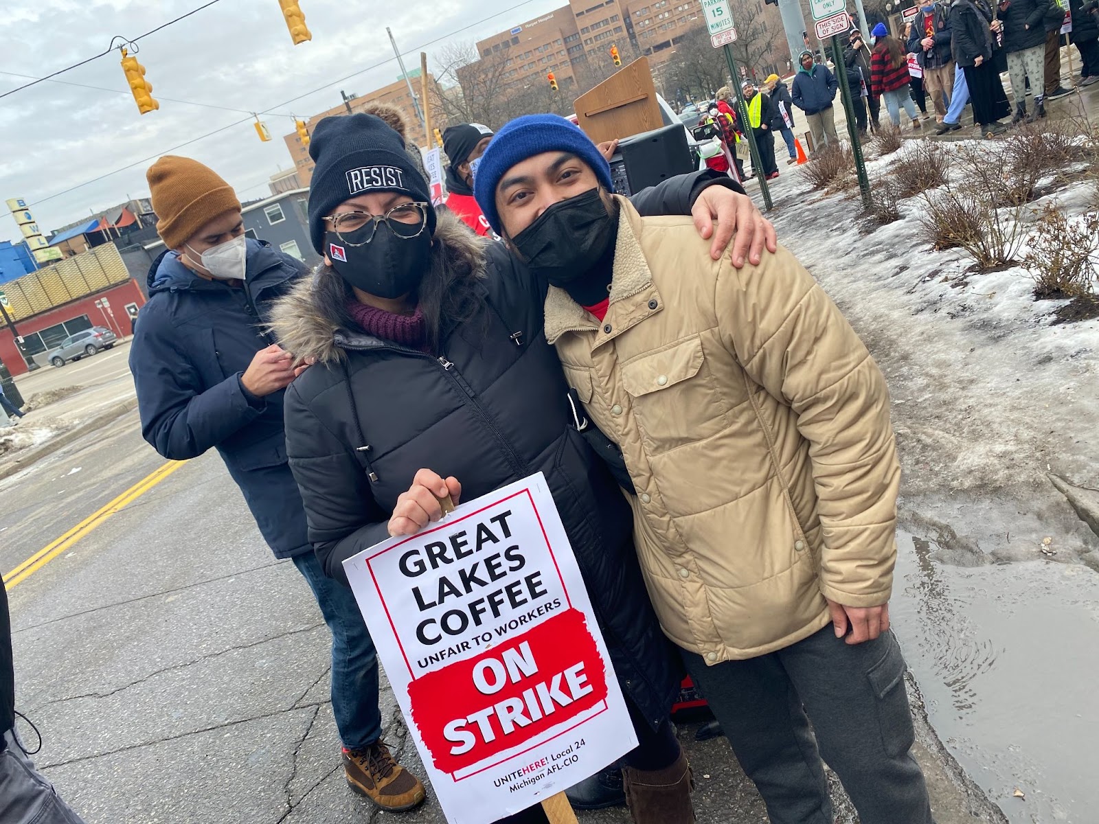 Rashida on strike with Great Lakes Coffee Baristas