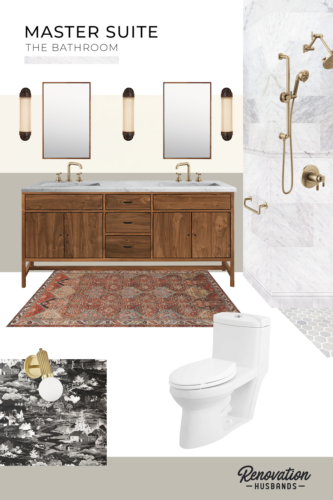 Renovation Husbands master bathroom mood board