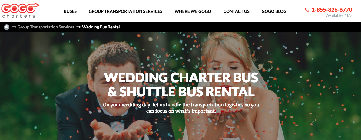 wedding transportation gogo charters