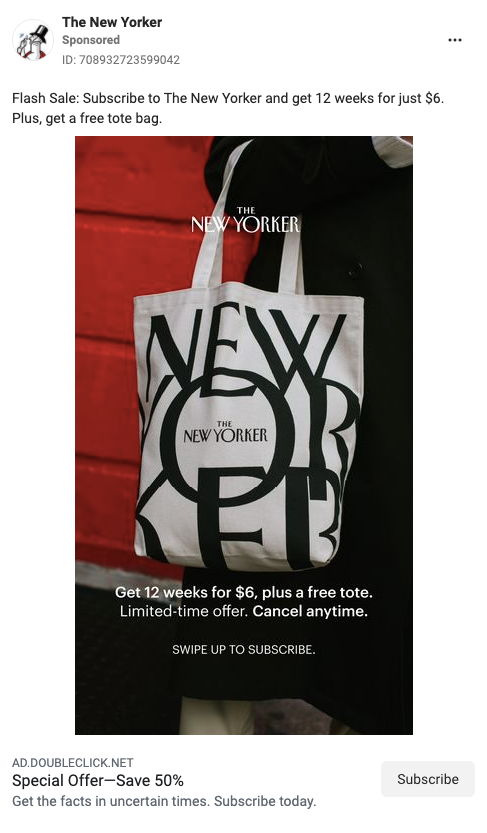 Creating a focal point in visual marketing - New Yorker Subscription