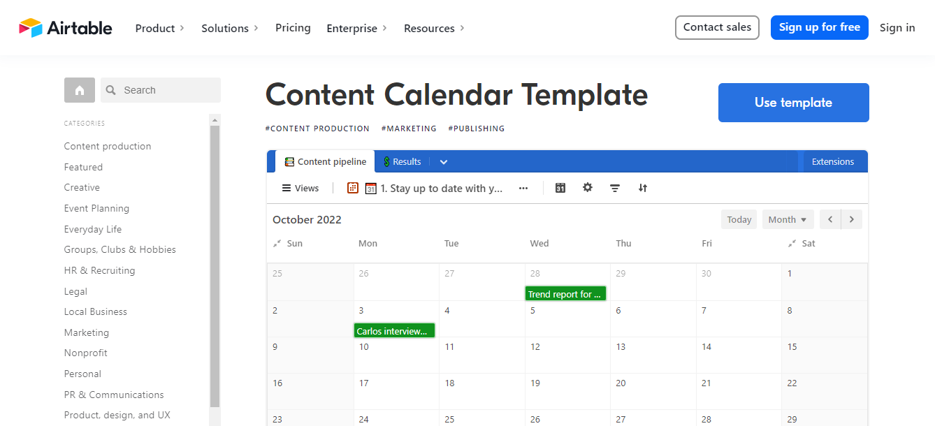 Modèle de calendrier éditorial avec Airtable (destiné aux articles de blog)