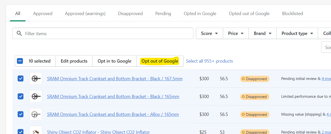 exclude products from Google shopping feed campaign 
