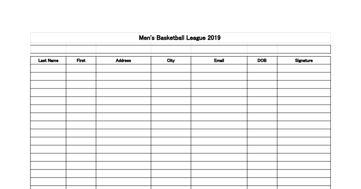 2019 Men's Basketball Roster Sheet Google Sheets