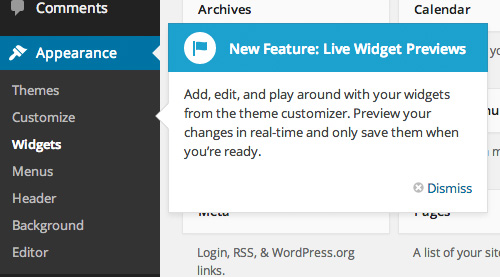 Pré-visualizações de widgets ao vivo do WordPress
