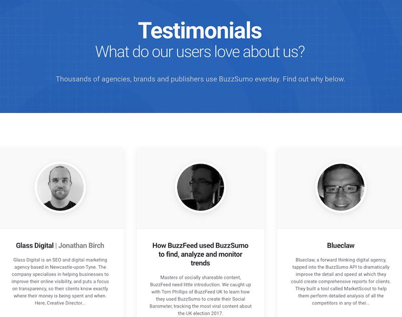 Ejemplo de prueba social BuzzSumo