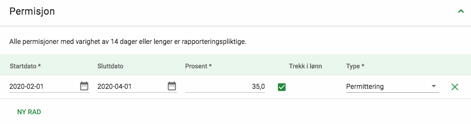 Permittert lønn prosent