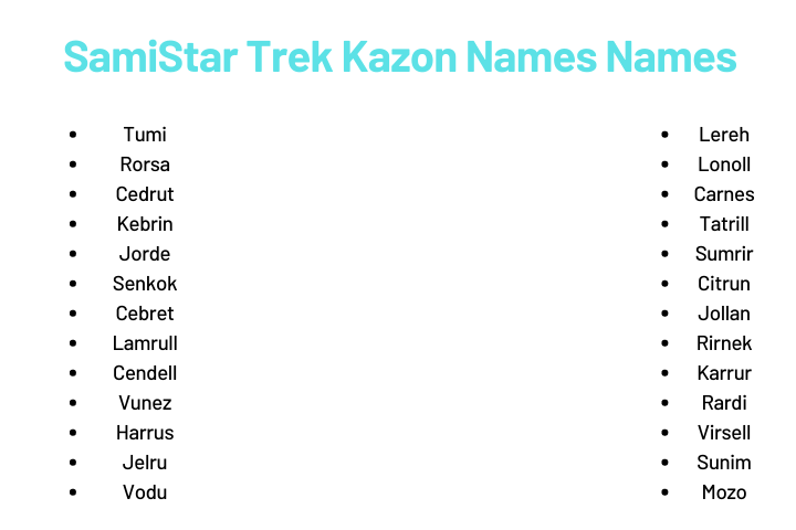 Star Trek Kazon Names