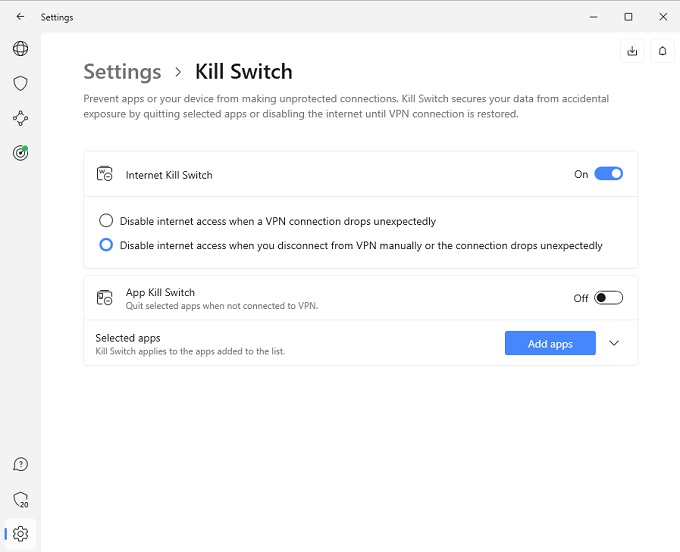 VPN kill switch security feature