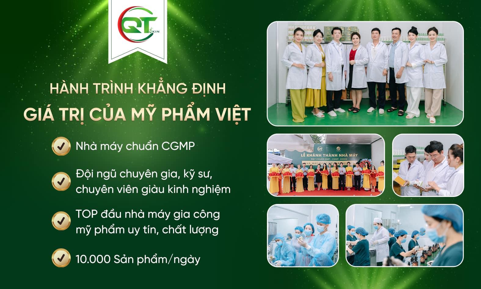 Có thể là hình ảnh về 9 người và văn bản cho biết 'ST HÀNH TRÌNH KHẲNG ĐỊNH GIÁ TRỊ CỦA MỸ PHẨM VIỆT Nhà máy chuẩn CGMP Đội ngũ chuyên gia, kỹ sư, chuyên viên giàu kinh nghiệm KHÁNH THÀNH HÀ MÁY த TOP đầu nhà máy gia công mỹ phẩm uy tín, chất lượng 10.000 Sản phẩm/'