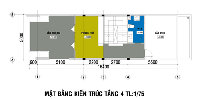 3 mẫu thiết kế nhà 5x20m có thang máy