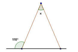 PERGUNTA: Sendo o triângulo isósceles, qual é o valor do ângulo x?